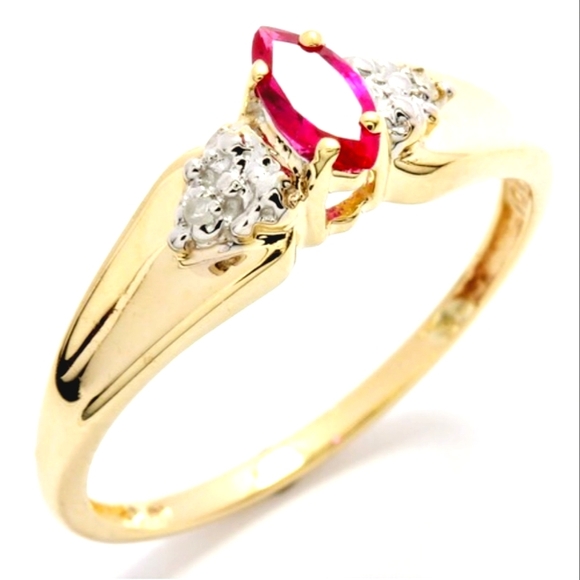 Solid 10k Gold ring 0.32ctw Ruby & Diamond Ring